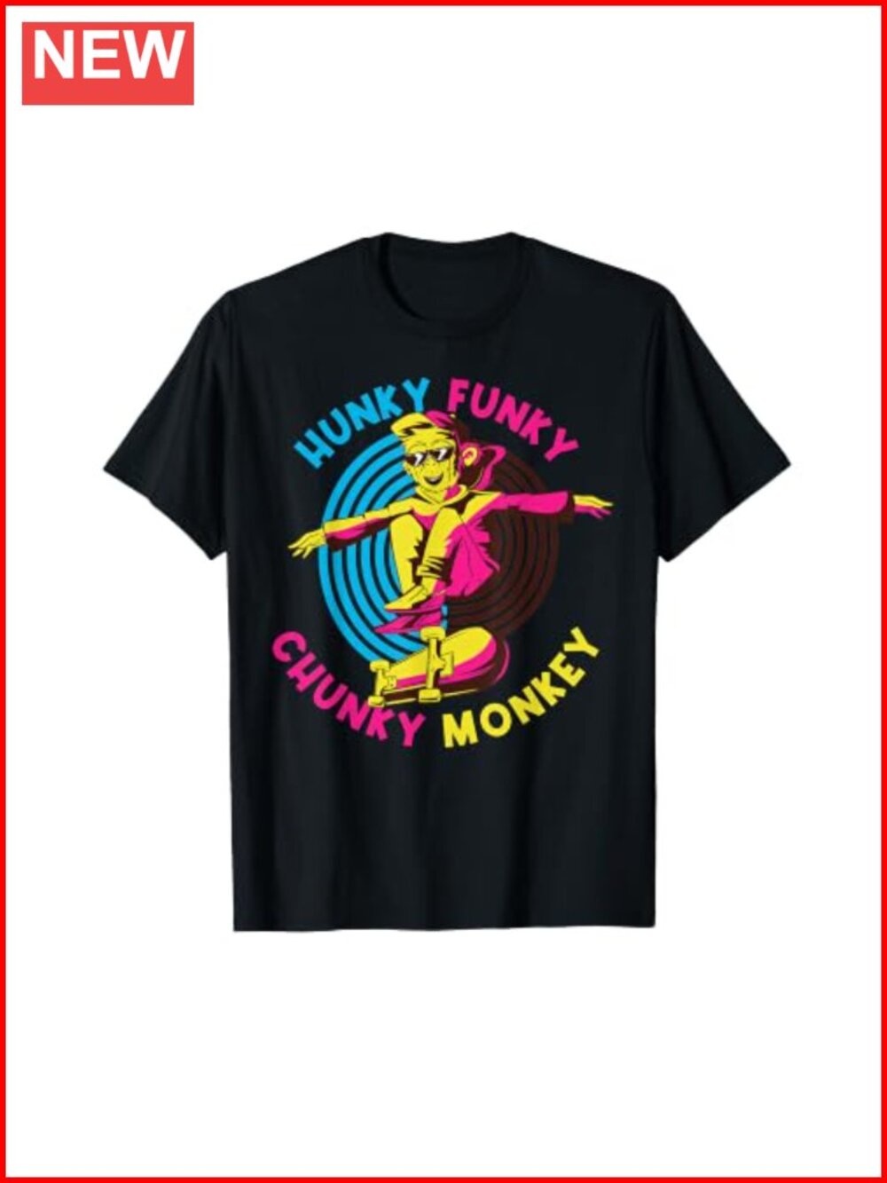 Funky Chunky Monkey T-Shirt Short Sleeve Cotton Blend Casual Top